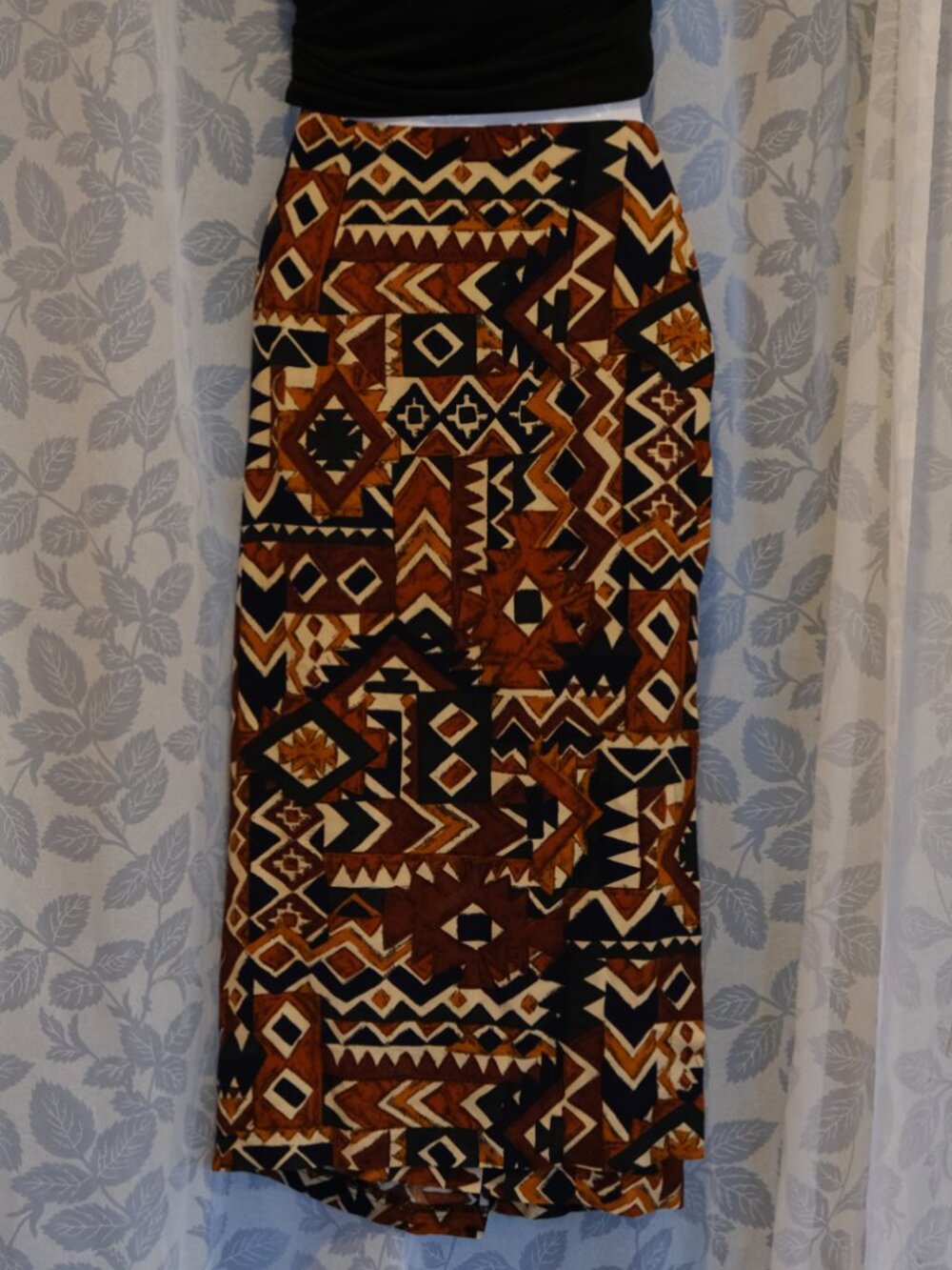 R.A.P USA Tribal Print Wrap Skirt | Earth Tone Boho Skirt | Approx. 32” Waist - Picture 2 of 9